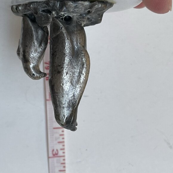 Pewter Penguin Figurine on Marble Base Pair Mama Chic Paperweight Decor - Picture 6 of 7